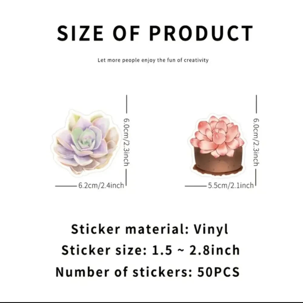NEW 50 stickers vinyl succulents & cactus 🌵